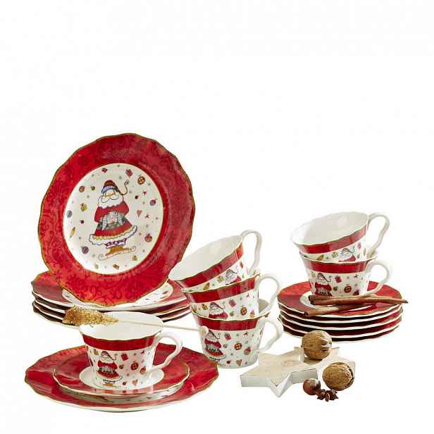 Vánoční porcelánový servis  - talíře, hrníčky, podšálky 18ks