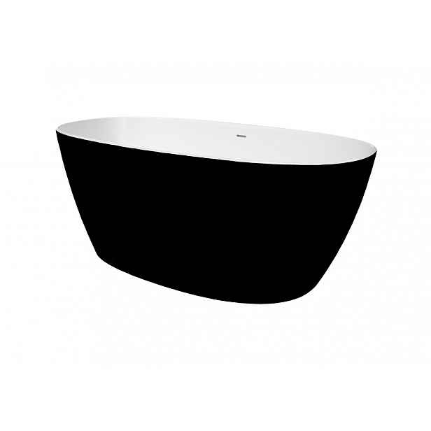 Volně stojící vana SAT Aula 160x78,7 cm litý mramor levá i pravá černo/bílá SATAULA1600C