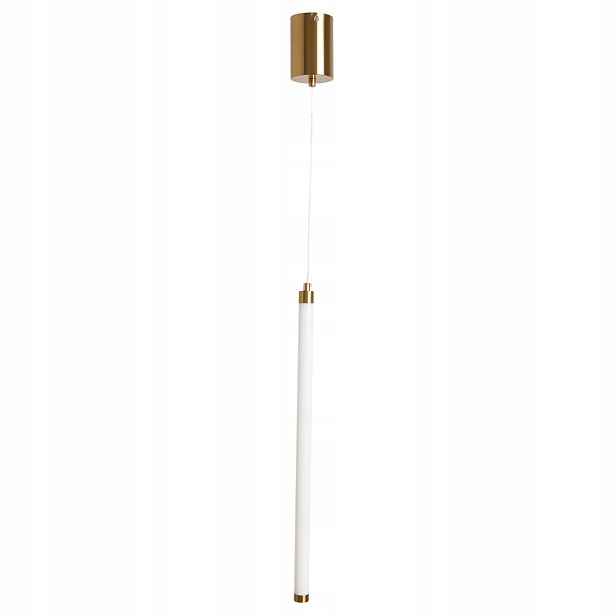 Závěsná minimalistická Led lampa zlatá podlouhlá bílá tuba 50 cm Abigali