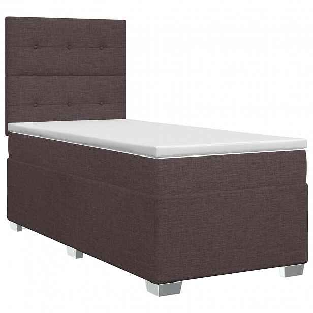 vidaXL Postel boxspring s matrací Tmavě hnědá 100 x 200 cm Textil