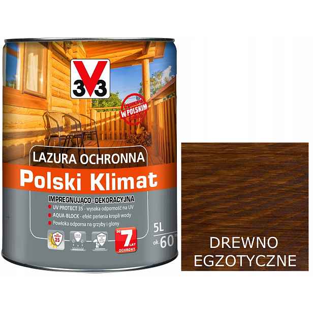 Lazura V33 Polský Klima 7 let Exotické dřevo 5L