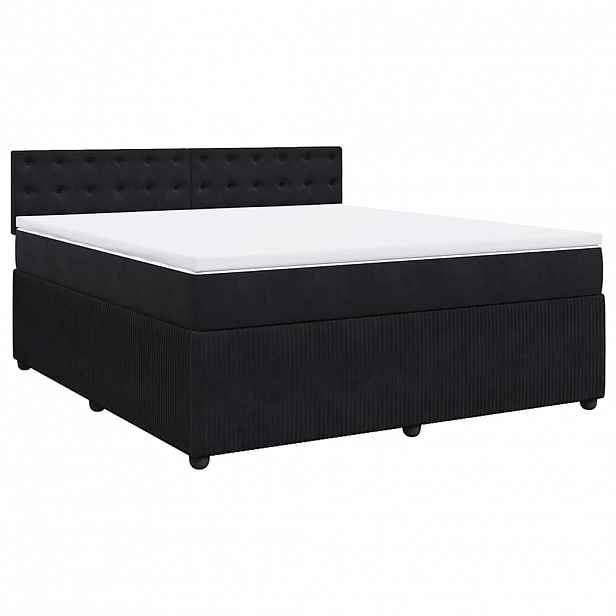 vidaXL Box spring postel s matrací černá 180x200 cm samet