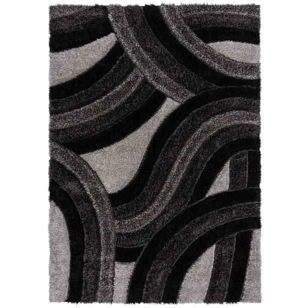 AKCE: 80x150 cm Kusový koberec Indulgence Velvet Carved Grey/Black, černá, ložnice, Flair Rugs