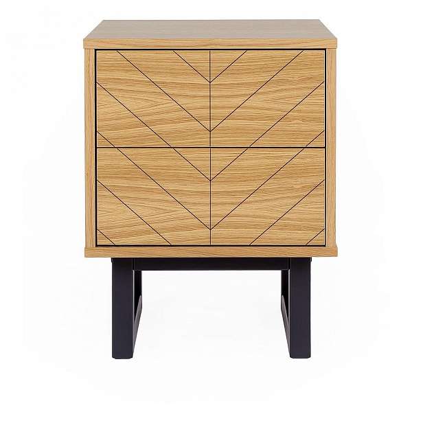 Noční stolek z březového dřeva Woodman Mora Herringbone Print