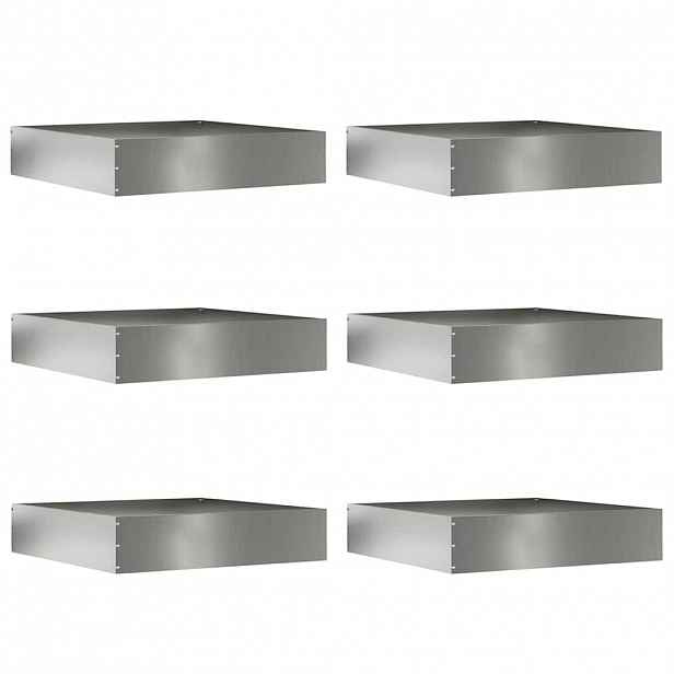 vidaXL Okraj trávníku 6 ks 60 x 60 x 13 cm Pozinkovaná ocel Stříbrná