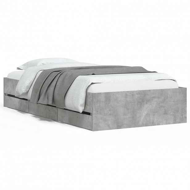 vidaXL Rám postele se zásuvkami betonově šedý 90 x 190 cm kompozit