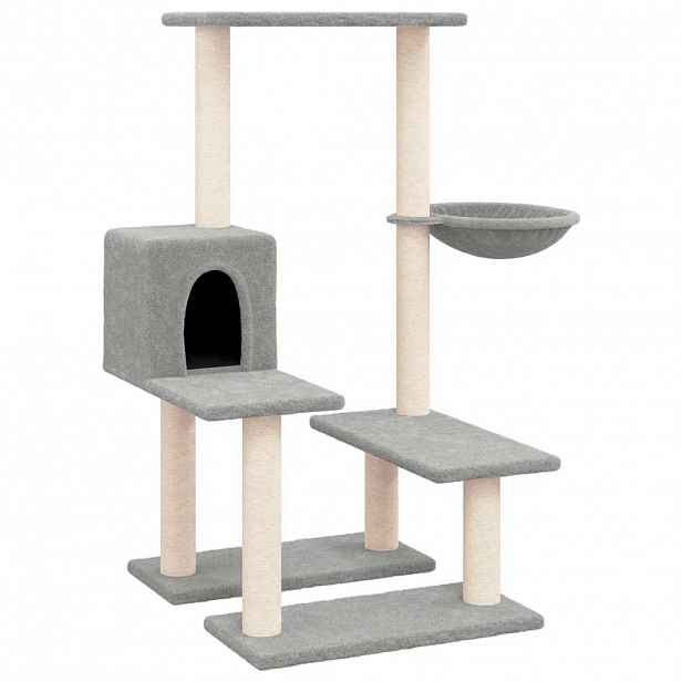 vidaXL Škrabadlo pro kočky se sisalovými sloupky světle šedé 94,5 cm