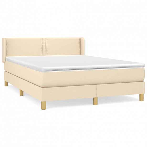 vidaXL Box spring postel s matrací krémová 140x190 cm textil
