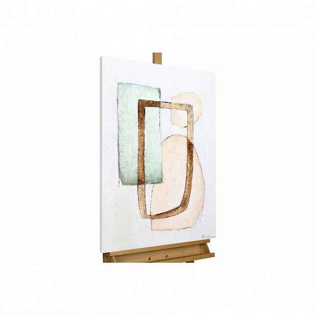 KUNSTLOFT RUČNĚ MALOVANÝ AKRYLOVÝ OBRAZ ZELENÝ/RŮŽOVÝ, 60/90 CM