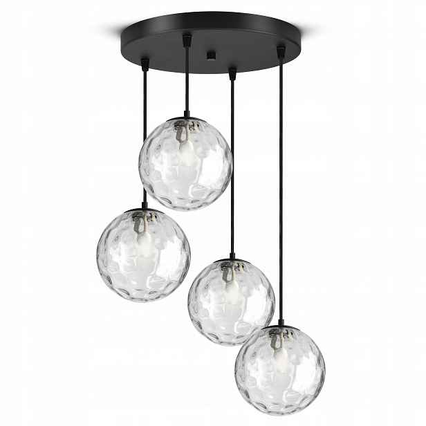 Závěsná stropní lampa Lustr Čtyři skleněné koule Průhledné nad stolem