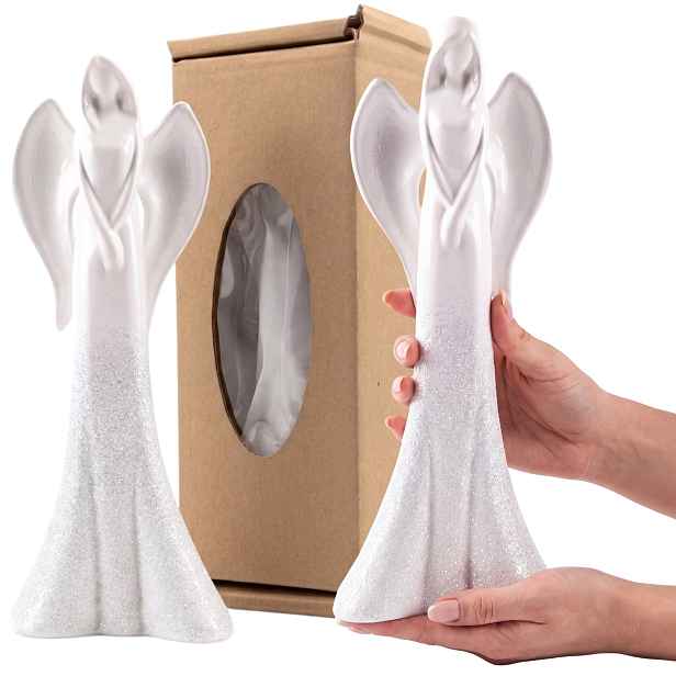 Figurka anděla Bílá Keramická Moderní Elegantní ozdoba Dárek 43 cm