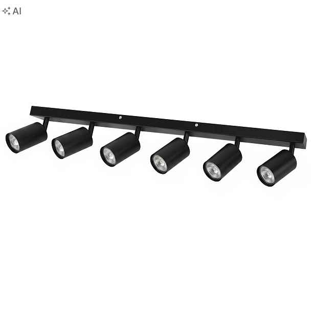 Stropní Svítidlo 6xGU-10 Černá Reflektory Halogeny 6 Bodů Lišta 75 cm