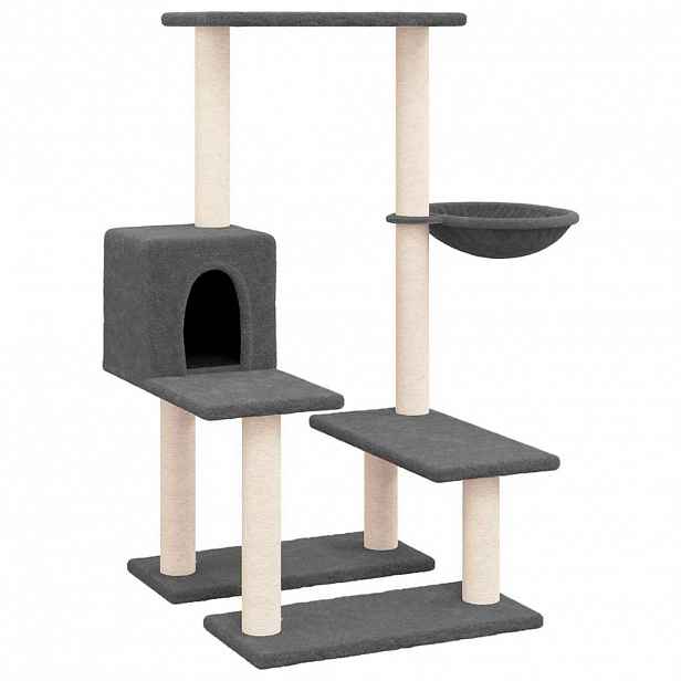 vidaXL Škrabadlo pro kočky se sisalovými sloupky tmavě šedé 94,5 cm