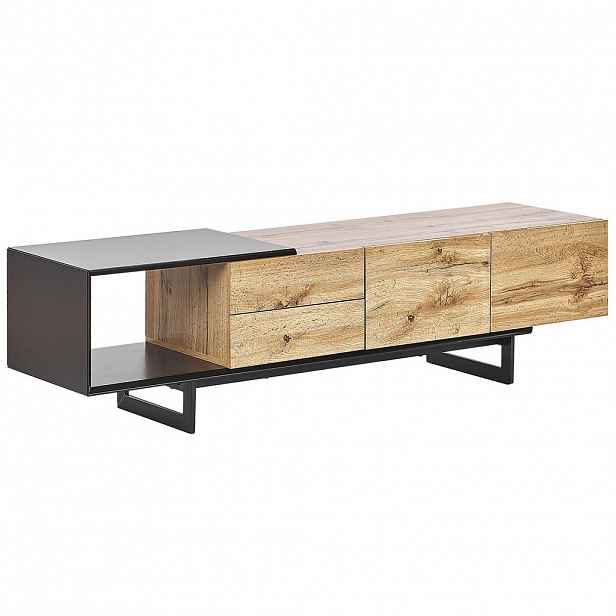 Beliani TV STOLEK Světle hnědý, Černý FIORA 39/160/44 cm