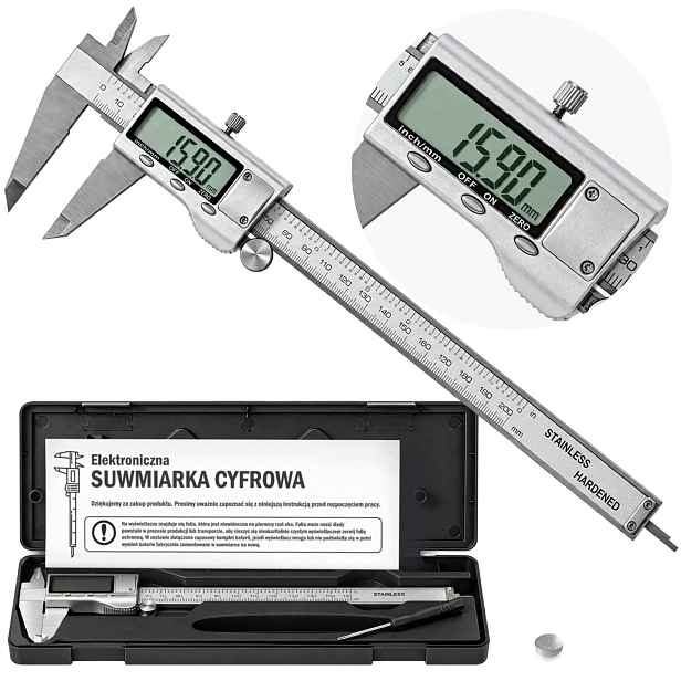 Elektronické Kovové Posuvné Měřítko LCD 200 mm Přesné Pouzdro Baterie