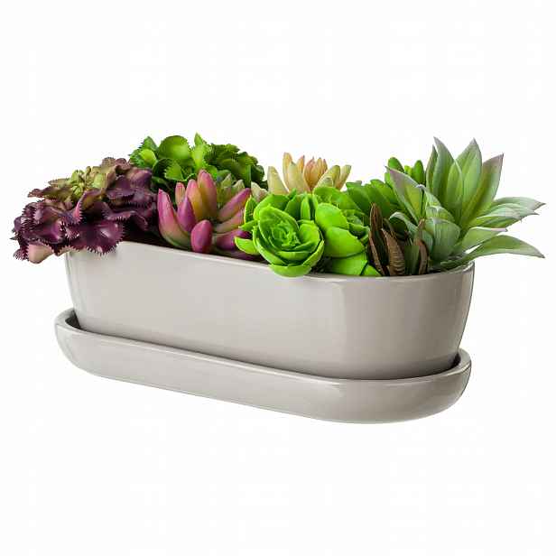 Keramická kaktusovačka 27 cm květináč šedá eco