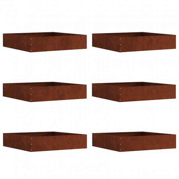 vidaXL Okraj trávníku 6 ks 60 x 60 x 13 cm Rezavá