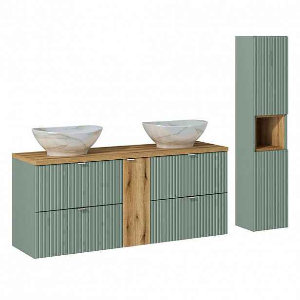 Petits-meubles KOUPELNOVÝ NÁBYTEK 140.4cm Jade 2er-Set Zelená a dřevo