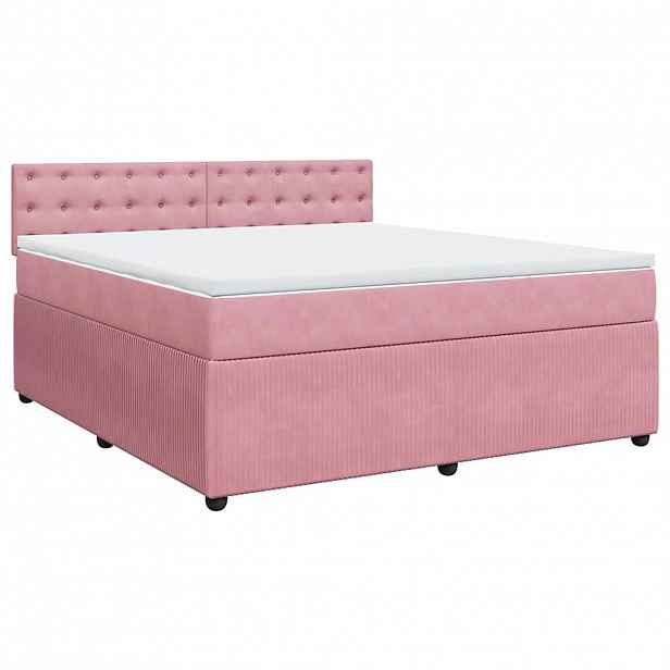 vidaXL Box spring postel s matrací růžová 180x200 cm samet