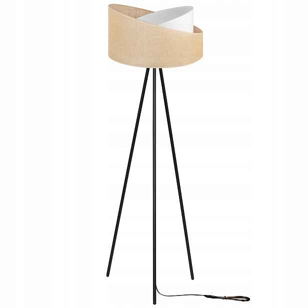 Podlahová Lampa Trojnožková Kovová Stínidlo Juta 45 CM