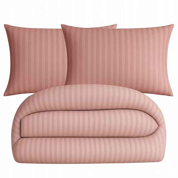 Povlečení 200x220 2x70x80 Sada Povlečení Damašek Hotelová Růžová 1 cm