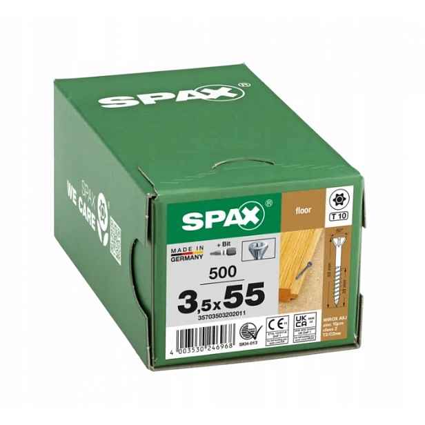 Šrouby na podlahy, dřevěné desky, podbití Spax 3,5 x 55 mm Wirox 500ks