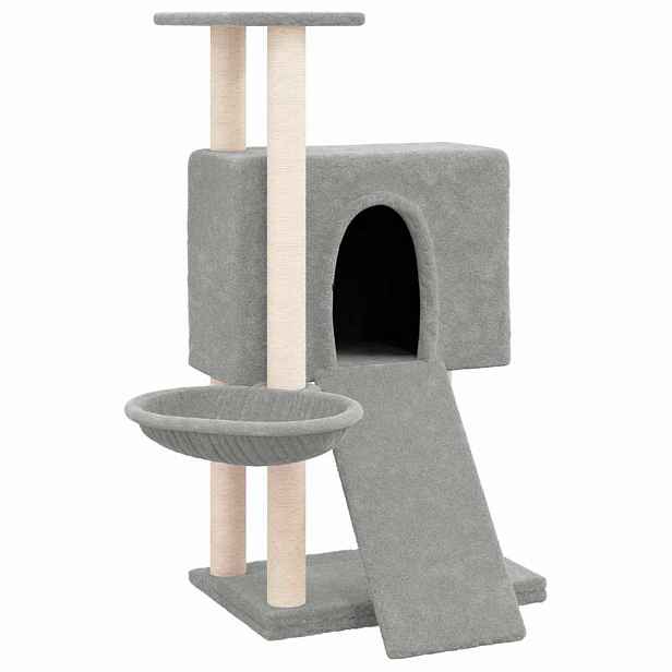 vidaXL Škrabadlo pro kočky se sisalovými sloupky světle šedé 96 cm