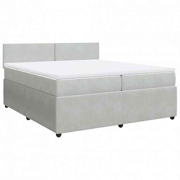 vidaXL Box spring postel s matrací světle šedá 200x200 cm samet