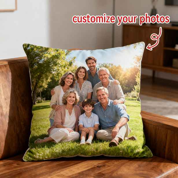 TEMU 1 ks Oboustranný povlak na polštář s vlastním potiskem fotky - Personalizovaný obal na polštář s rodinnou fotografií se zapínáním na zip,