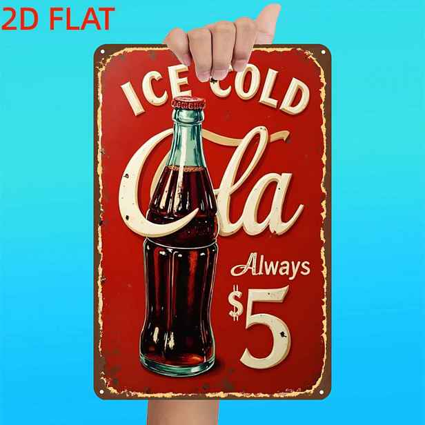 TEMU 2D plochá, 1 ks, retro kovová cedule "ICE $5", předvrtané otvory, vhodná pro vnitřní, zahradní, venkovní, kancelářskou, toaletní dekoraci