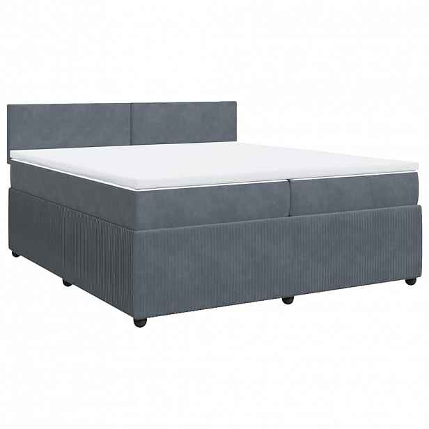 vidaXL Box spring postel s matrací tmavě šedá 200x200 cm samet