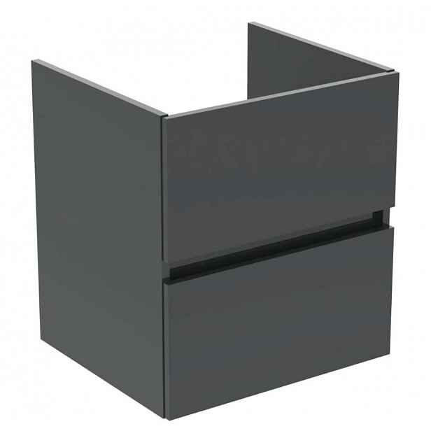 Ideal Standard Eurovit+ - Umyvadlová skříňka, 55x50x44 cm, 2 zásuvky, lesklá šedá R0256TI
