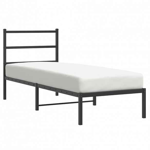 vidaXL Kovový rám postele s čelem černý 75 x 190 cm