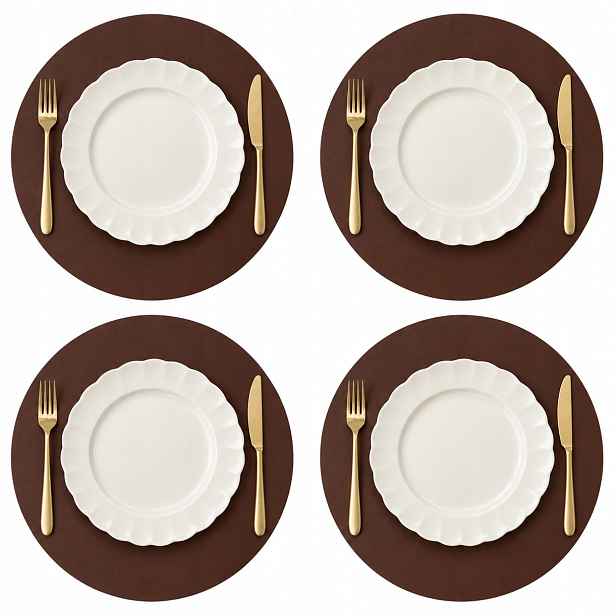 4x Kožená Podložka Na Stůl Podložka Baltan Home Ring L 38x38 cm hnědá