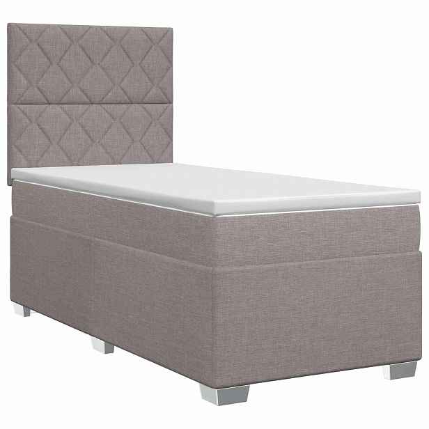 vidaXL Postel boxspring s matrací s čelo Taupe 100 x 200 cm Textil
