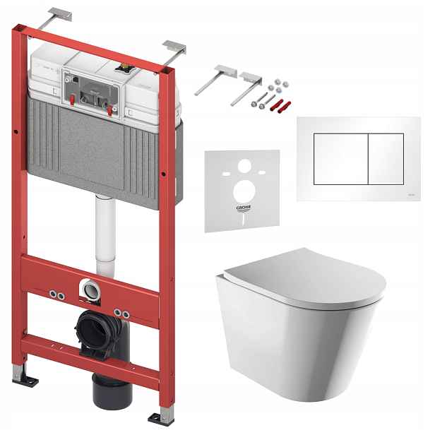 Wc sada Tece Base s Wc mísou Omnires Rimless a tlačítkem bílý lesk