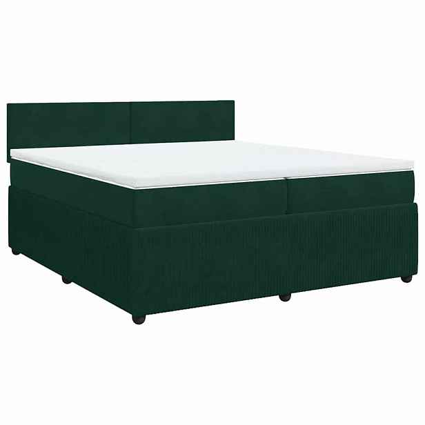 vidaXL Box spring postel s matrací tmavě zelená 200x200 cm samet