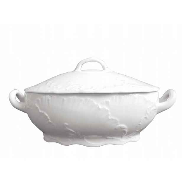 Ćmielów Rococo Polévková váza 2,7 l s porcelánovým víkem, bílá pro vývar