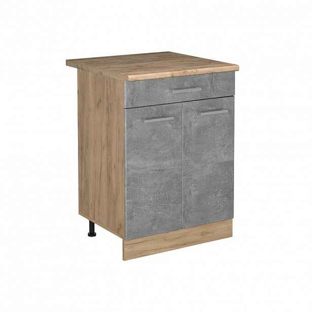 Vicco SPODNÍ SKŘÍŇKA KUCHYŇSKÉ LINKY R-Line, Beton/Zlatý mocný dub, 60 cm se zásuvkou pracovná doska Dub Goldkraft