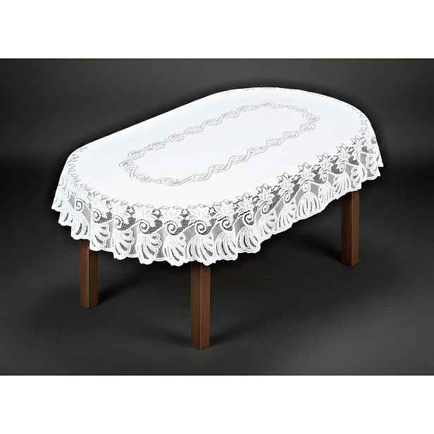 Žakárový ubrus AGATA oválný více rozměrů bílá MyBestHome Rozměr: 150x100 cm