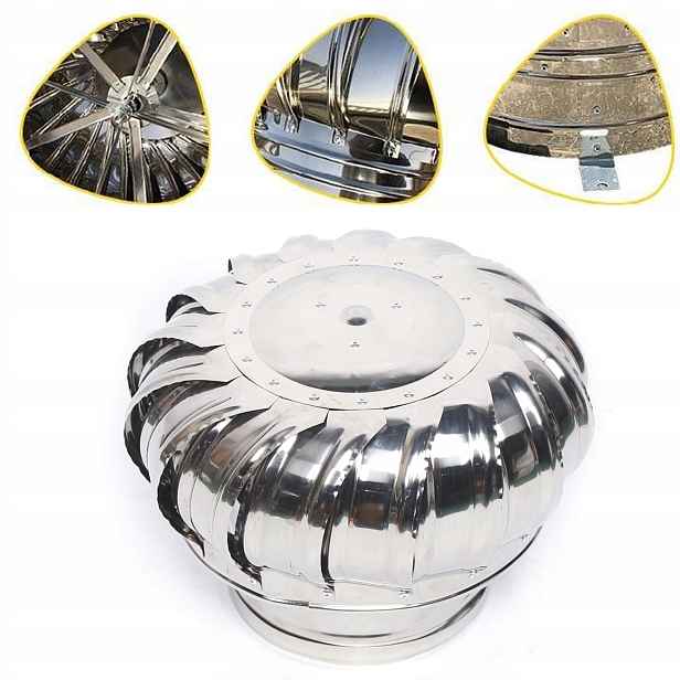 Ventilační nástavec otočný bez pohonu nerezová ocel 110 mm