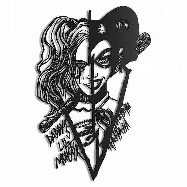 Dřevěný 3D obraz Harley Quinn Nástěnná Dekorace Dárek XL