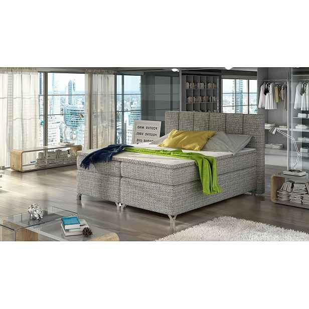 Kontinentální postel s úložným prostorem 160x200 BRALIO - popelavá