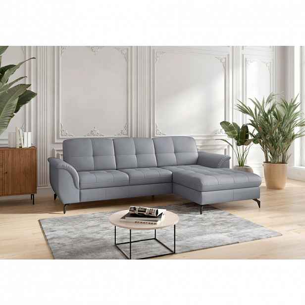 Sit & More ROHOVÁ SEDAČKA, textil, kůže, šedomodrá