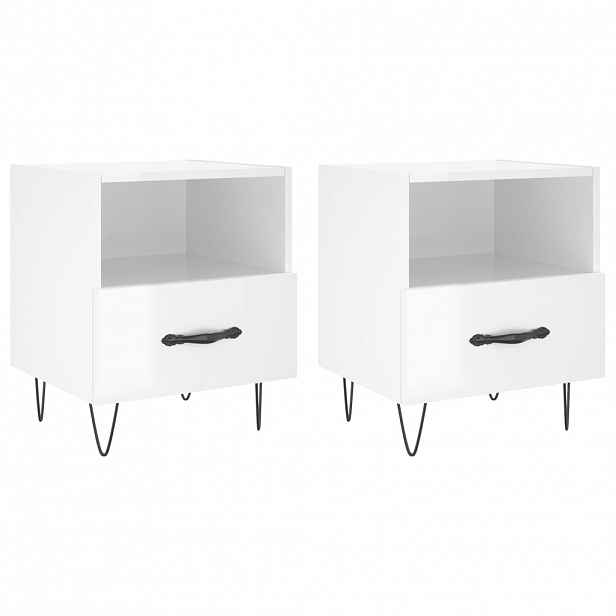 vidaXL Noční stolky 2 ks lesklé bílé 40x35x47,5 cm kompozitní dřevo