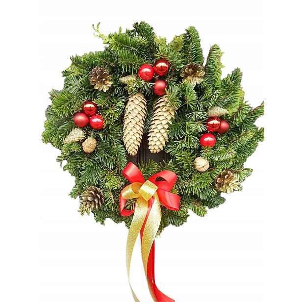 Dekorace, věnec, živý červený na dveře, Vánoce, advent [BN-Z2]