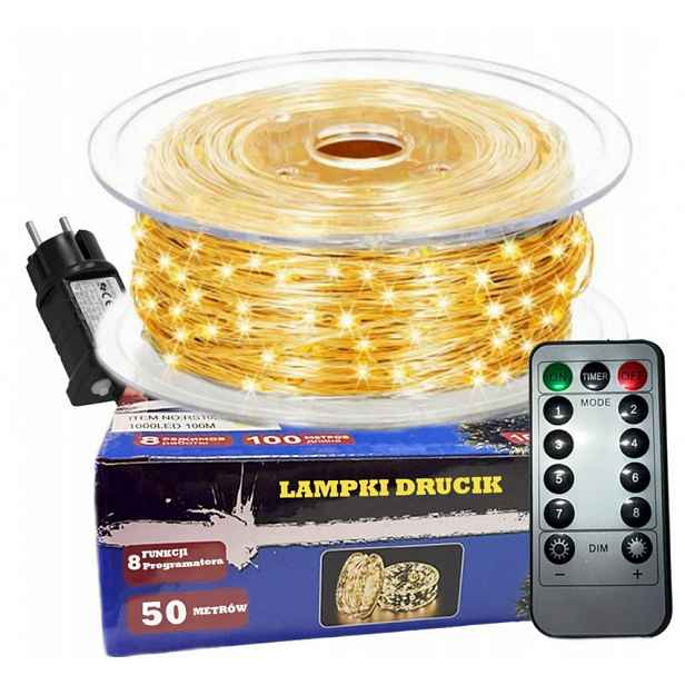 Lampičky Drátky 500LED 50 M Bílé Teplé Vánoční Osvětlení Žilky Na Elektřinu