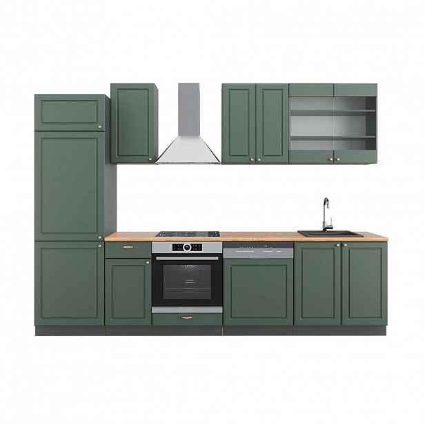 Vicco KUCHYŇSKÝ KOUT Fame-Line Zeleno-zlatá Country House/Anthracite 300 cm , PD Dub