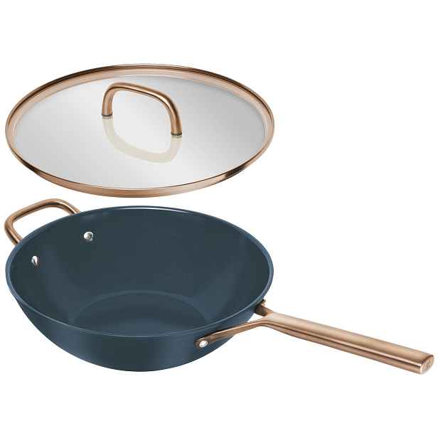 Zwilling Nepřilnavá wok pánev Milano s keramickým povrchem a skleněnou poklicí, Ø 30 cm, tmavě modrá 1035332