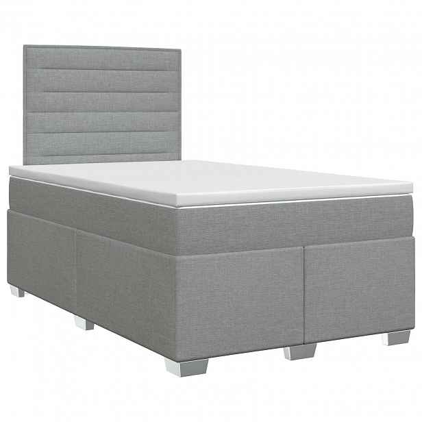 vidaXL Postel boxspring s matrací Světle šedá 120 x 190 cm Textil